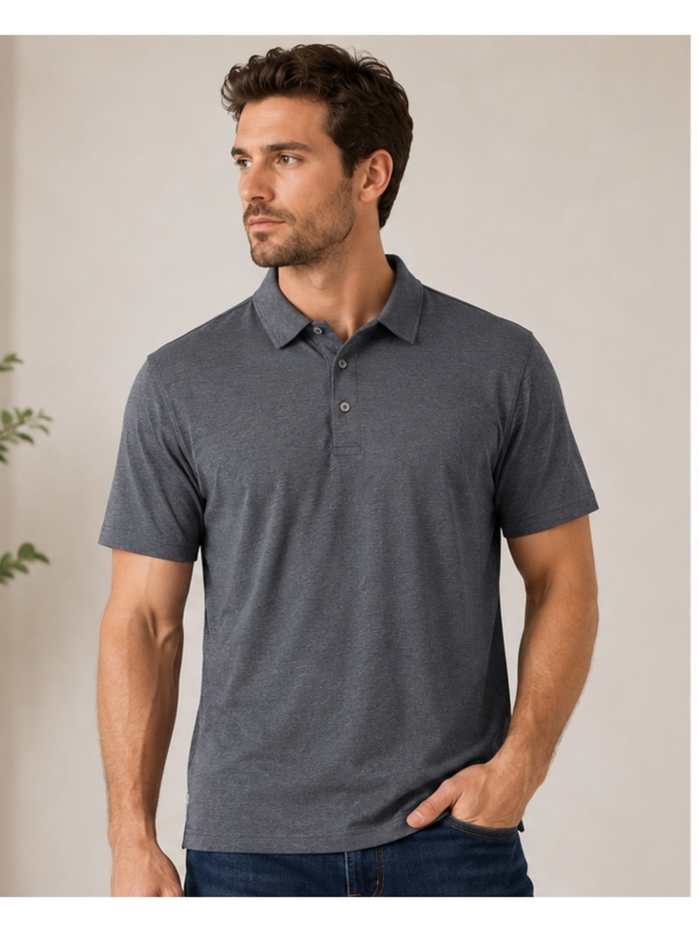 Jachs Men's Charcoal Gray Short Sleeve Polo